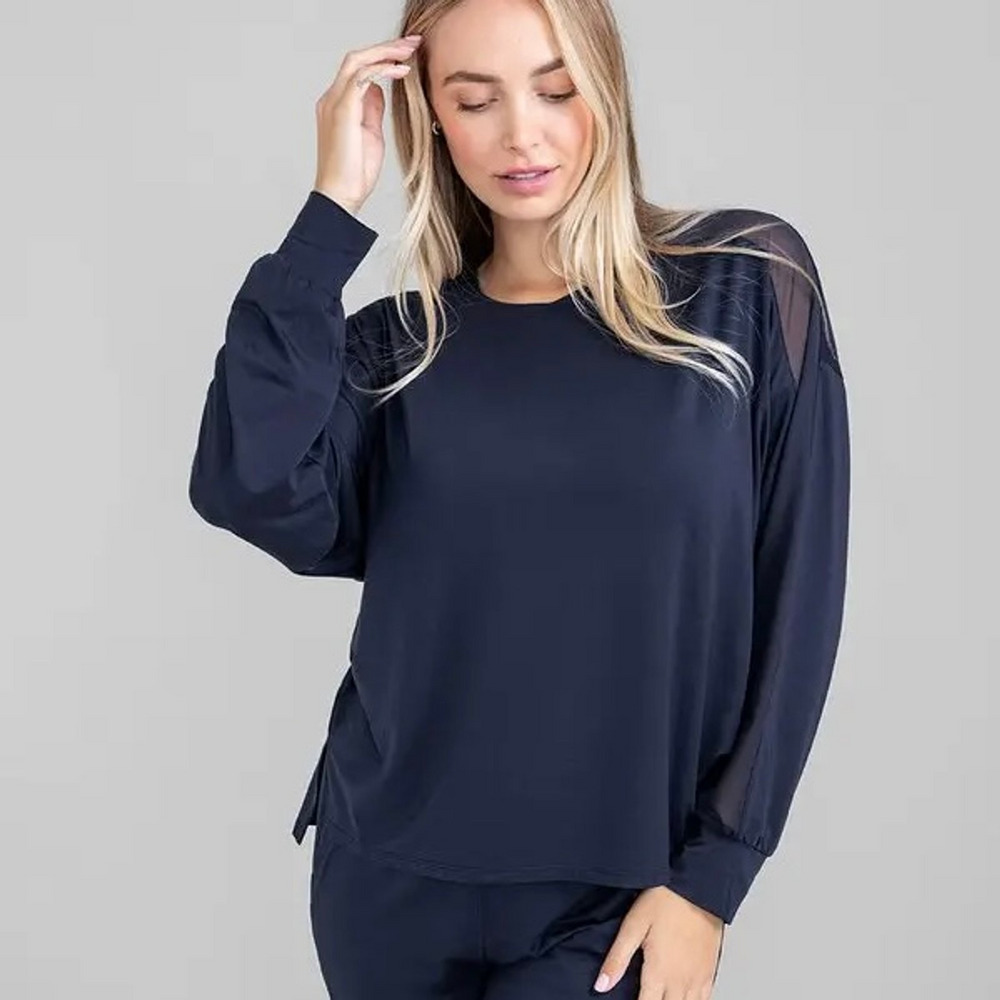 Honeylove BlissWear Long Sleeve Top Mesh Soft Breathable High-Low Women XL Black - Picture 2 of 12